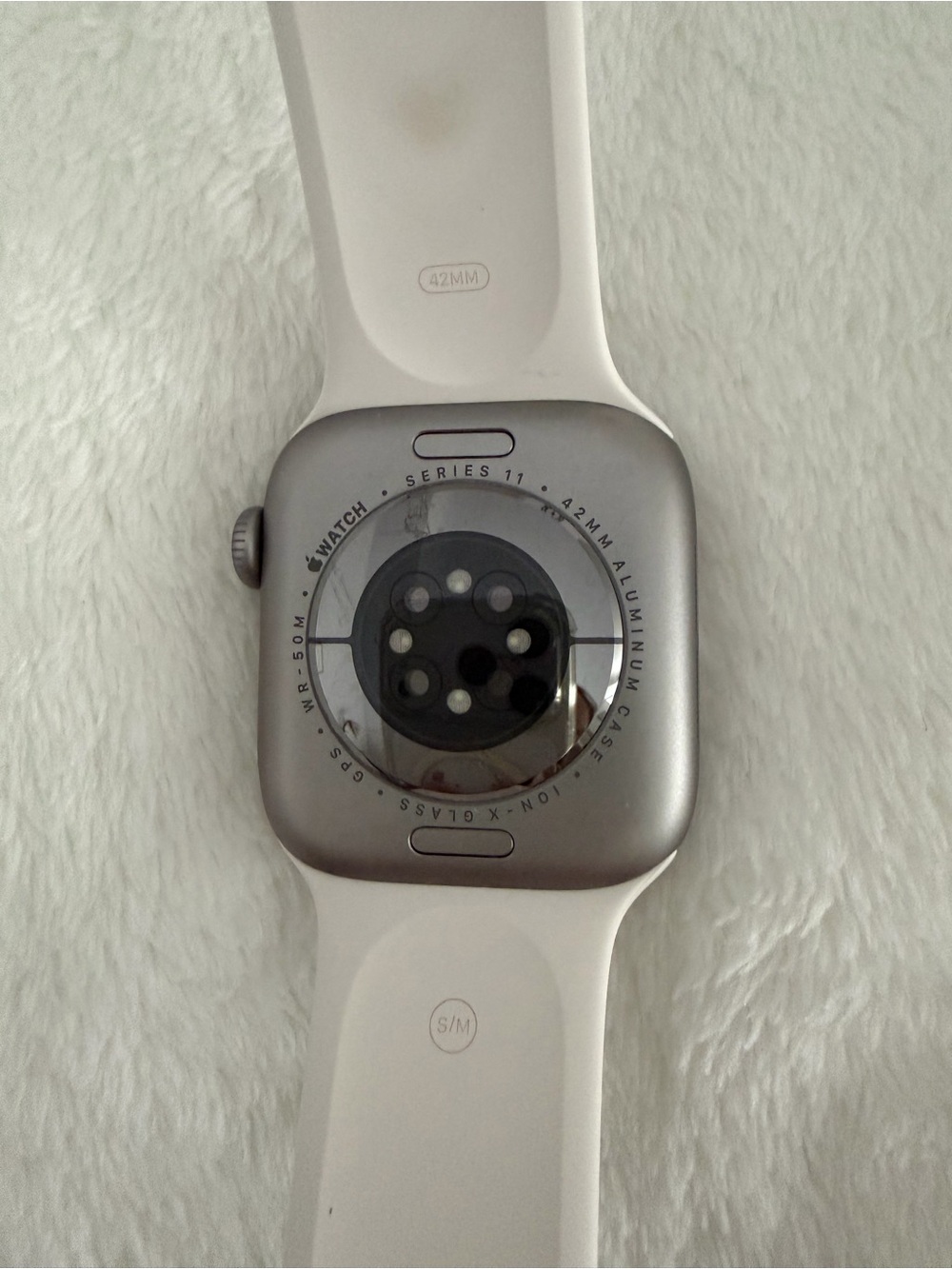 Apple Watch Series 11 42mm Aluminum Case in Silver with White Sport Band